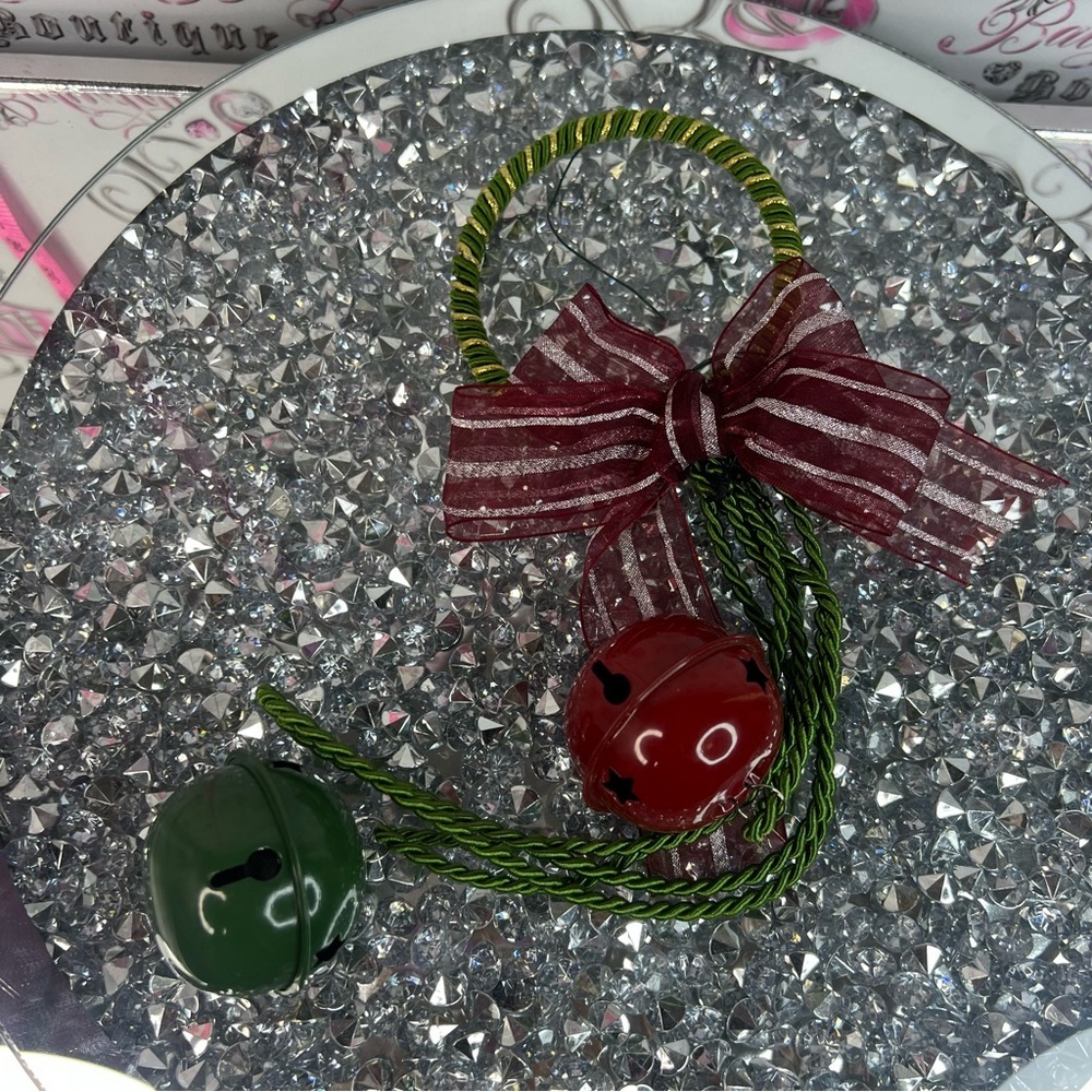 Festive Red & Green Jingle Bell Hanging Ornament - Holiday Decor